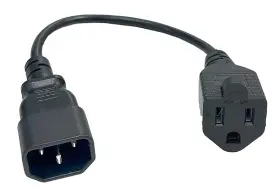 Ps-ext-p4s Allaboutadapters Premium 1ft Iec320 C14 Plug To 3-prong Nema 5-15r Power Cord Adapter For Pdu