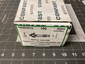 Confast Was516312 5/16 Inch X 3-1/2 Stainless Steel Wedge Anchor 100 Per Box La66a