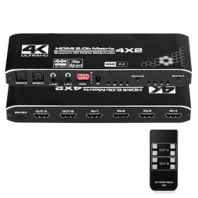 Enbuer 687345926068 Hdmi Matrix Switch 4x2 4k Switcher Splitter 4 In 2 Out Box With