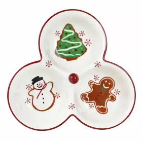 3-part Euro Ceramica 313025523523 Winterfest Red/white Ceramic Server