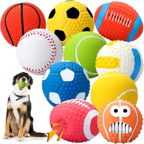 Tiy-gemscream-1964 Gemscream 10 Pack 2. 4 Inch Squeak Latex Puppy Dog Toy Ball Sports Balls Sets Interactive R