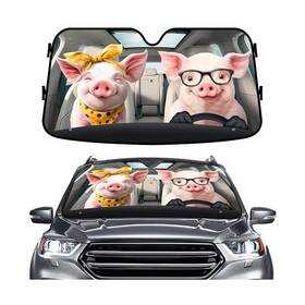 Genany Lin040325d05 Pig Couple Cute Windshield Sun Shade For Car Suv Truck 55x3... Fast Ship