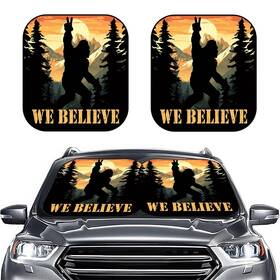 Genany Lin120325d01 2pcs Bigfoot Believe Windshield Sun Shade For Suv Truck 28x31 Inches