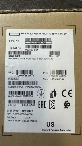 P59869-b21 Hpe Rl300 Gen11 M128-30 512gb-64gb Ram 2x 1.92tb Nvme Ssd 8sff Server 800w Psu