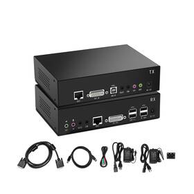 Kinan Kinan-ked102s Dvi Usb Kvm Extender 100m 328ft Over Single Cat5e/cat6 Cable 1920x1200 60hz