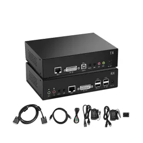 Kinan-ked102s Kinan Dvi Usb Kvm Extender 100m 328ft Over Single Cat5e/cat6 Cable 1920x1200 60hz