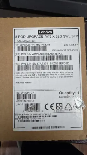 4m27a64094 Lenovo License 8 Pod Upgrade With X 32gb Swl Sfp
