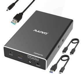 Maiwo Maiwo-k25272 Hard Drive Raid Enclosure Dual Bay For 2.5 Inch Sata Ssd Hdd Usb 3.1 G