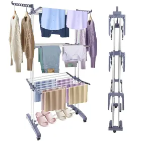 Ft2002 Pheluoca Clothes Drying Rack Foldable Clothing Oversize 4 Tier 70 Inch High C