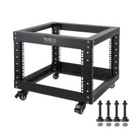 Of5506 Riveco 6u Open Frame Server Rack With Wheels- Heavy Duty 4 Post Quick Assembl