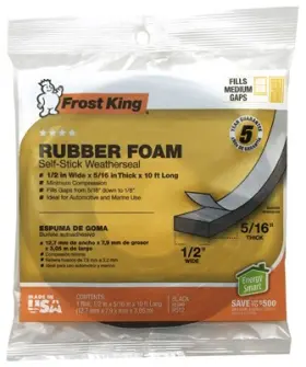 R512h Thermwell 24 Pack Rubber Foam Weatherseal Tape 1/2w X 5/16- Inch T 10-ft