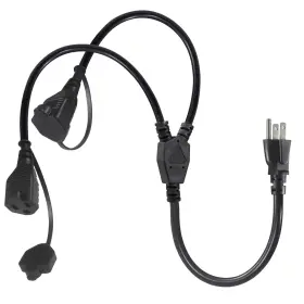 Wininks 611834830062 Power Cord Extension Splitter 1 To 2 Outlet Y Cable 2.5ft Ways N